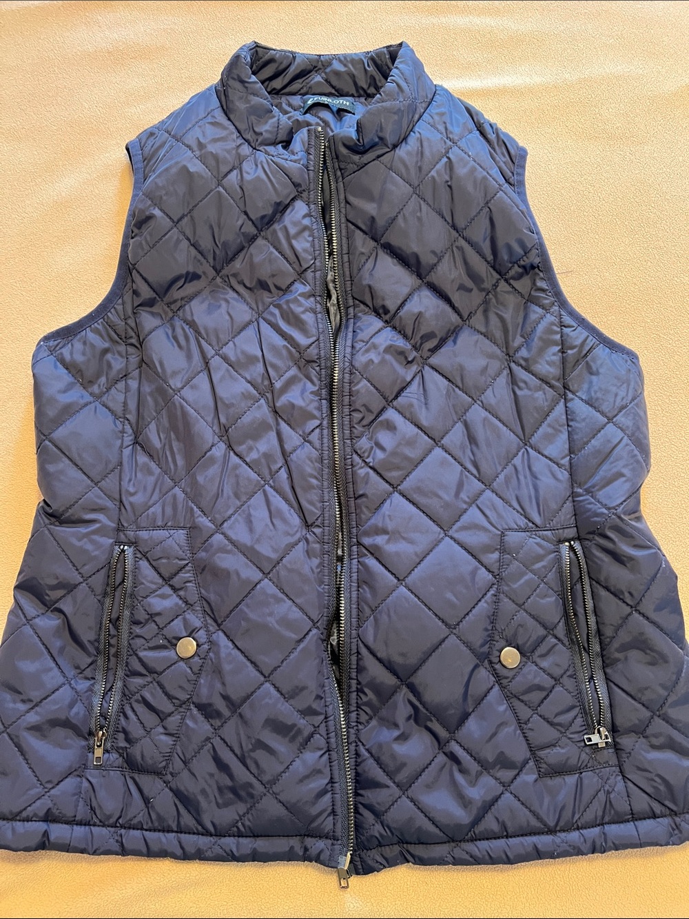 Quilted Navy Sleeveless Puffer Vest L